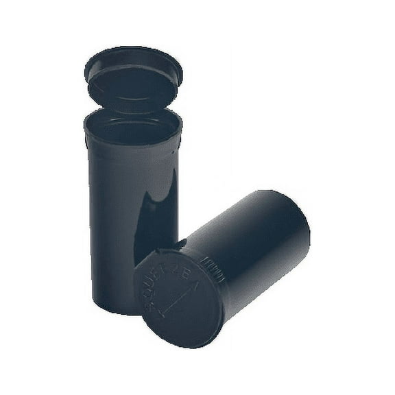 Philips Empty Prescription Pop Top Vial Made in USA Pack of 225 Dry Herb Containers with Child Resistant Solid Black Color 19 Dram Medical Pharmacy Pill Bottles