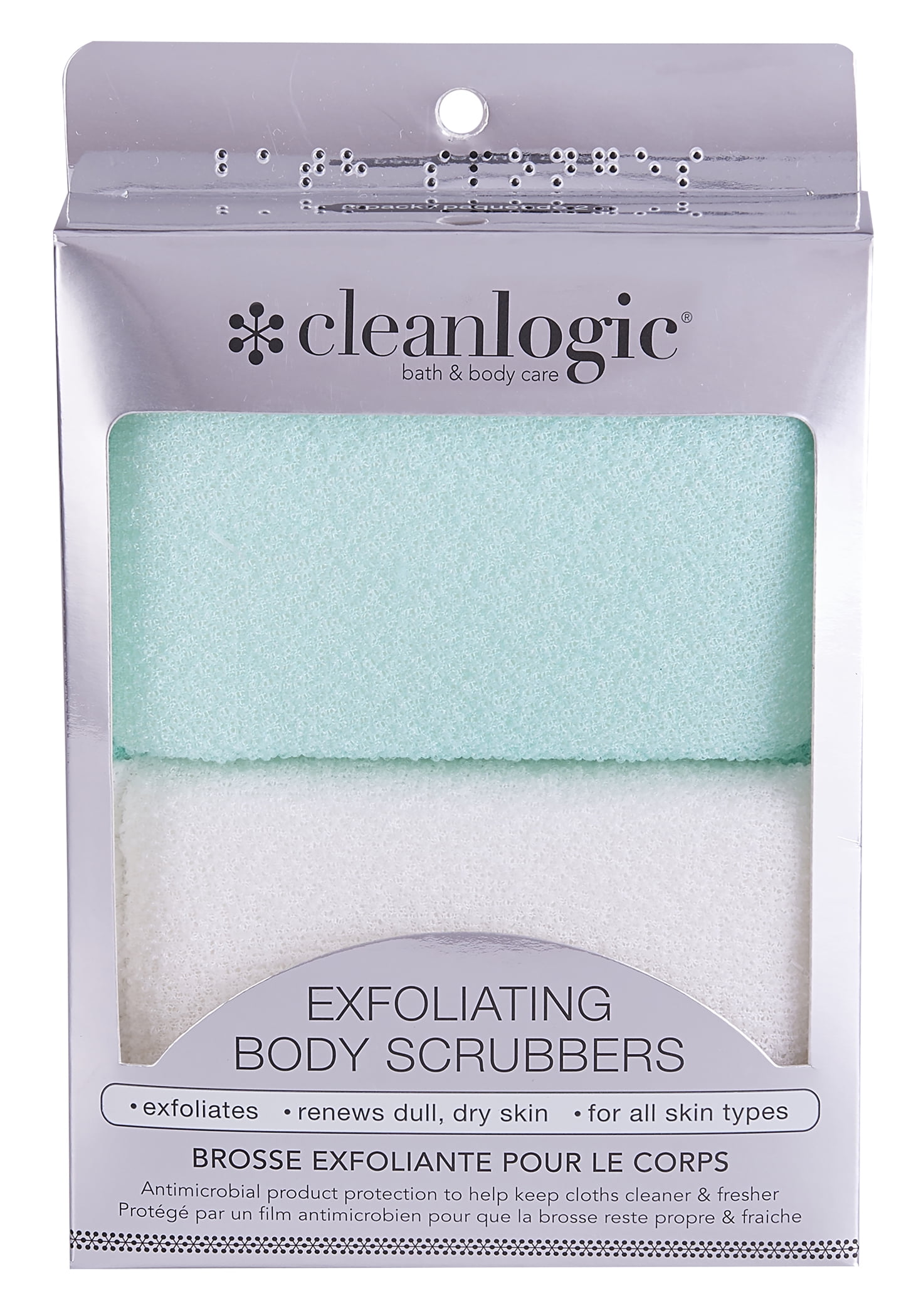 (Pack of 2) Cleanlogic Exfoliating Small Body Scrubber, Green