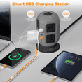 thumbnail image 4 of Superdanny 8 Outlet Tower Power Strip, USB Surge Protector with 10FT Extension Cord, 3 USB-A and 1 USB-C Ports, Gray and Black, 4 of 8