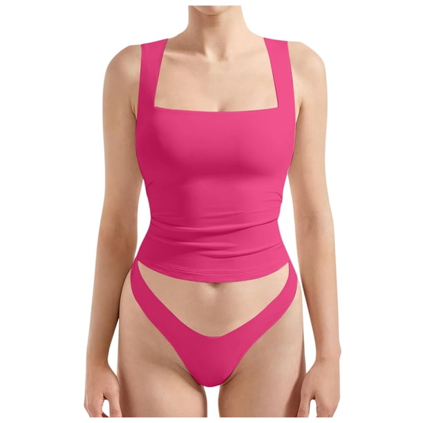 Camiseta sin mangas sexy con cuello cuadrado y espalda descubierta, tirantes ajustables, ropa de club, para mujer - XS-XL