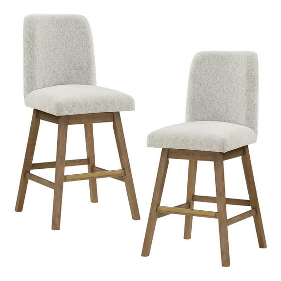 Finley 30" Swivel Barstool 2-Pack in Parchment Beige Fabric