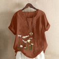 thumbnail image 2 of CHOK T-Shirts Graphiques Grande Taille pour Femmes Été Manches Courtes T-Shirts Décontractés Col Rond Chemises à Motif Imprimé Blouses Coupe Ample Vert Menthe TG, 2 of 4