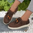 thumbnail image 3 of HEWUQI Women's Slip on Boat Shoes Platform Lace up Lightweight Suede Loafers Round Toe Soft Sole Clogs Comfortable Casual Walking Sneakers a-Brown Size 7.5, 3 of 7