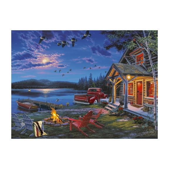 River's Edge Products LED Canvas Wall Art, 24 by 16 Inches, Fiber Optic Light Up Wall Decor, Battery Operated Lighted Canvas Print, LED Light Kitchen, Bedroom, or Home Decor, The Perfect Getaway