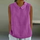 thumbnail image 2 of Vestidos Casuales Para Mujer, Blusas De Mujer De Moda Camisa bonita de lino con cuello de muñeca, suelta, sin mangas, de color liso y verano para mujer, 2 of 5