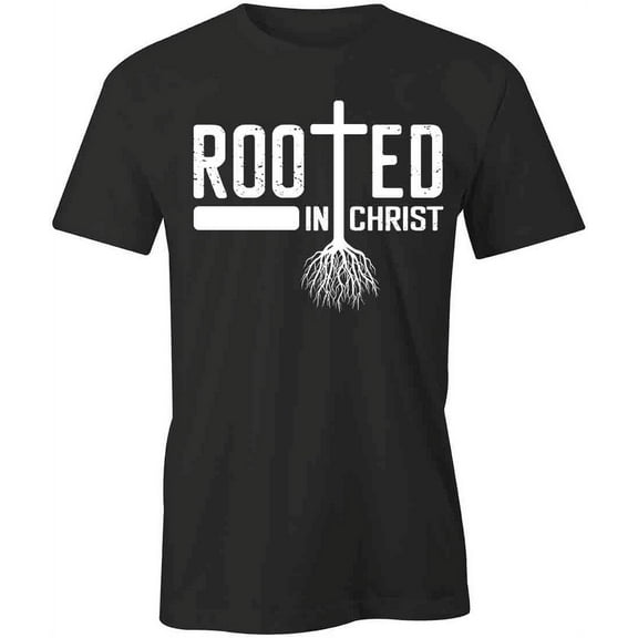 Rooted In Christ T-Shirt | Religious Christian Black Tee Gift