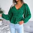 thumbnail image 6 of USSUMA Women Tops Dressy Casual Long Sleeve, Womens Peplum Tops V Neck Loose Fit Long Sleeve Leopard Printed Tshirt Cute Dressy Pleated Tunic Blouse Fall Female, 6 of 6