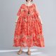 thumbnail image 4 of Vestido suelto para mujer, bolsillos con estampado floral vintage, media manga, batas informales bohemias para vacaciones de gran tamaño, 4 of 8