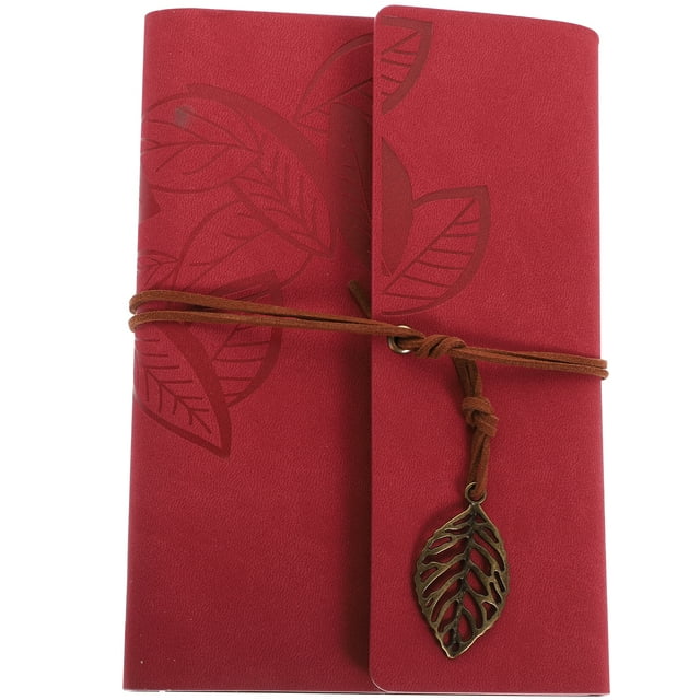 CIMAXIC Vintage Red PU Leather Cover Looseleaf String Bound Blank Journal Notebook for Writing Drawing 18.5x12cm,7.28"X4.72"X0.79"
