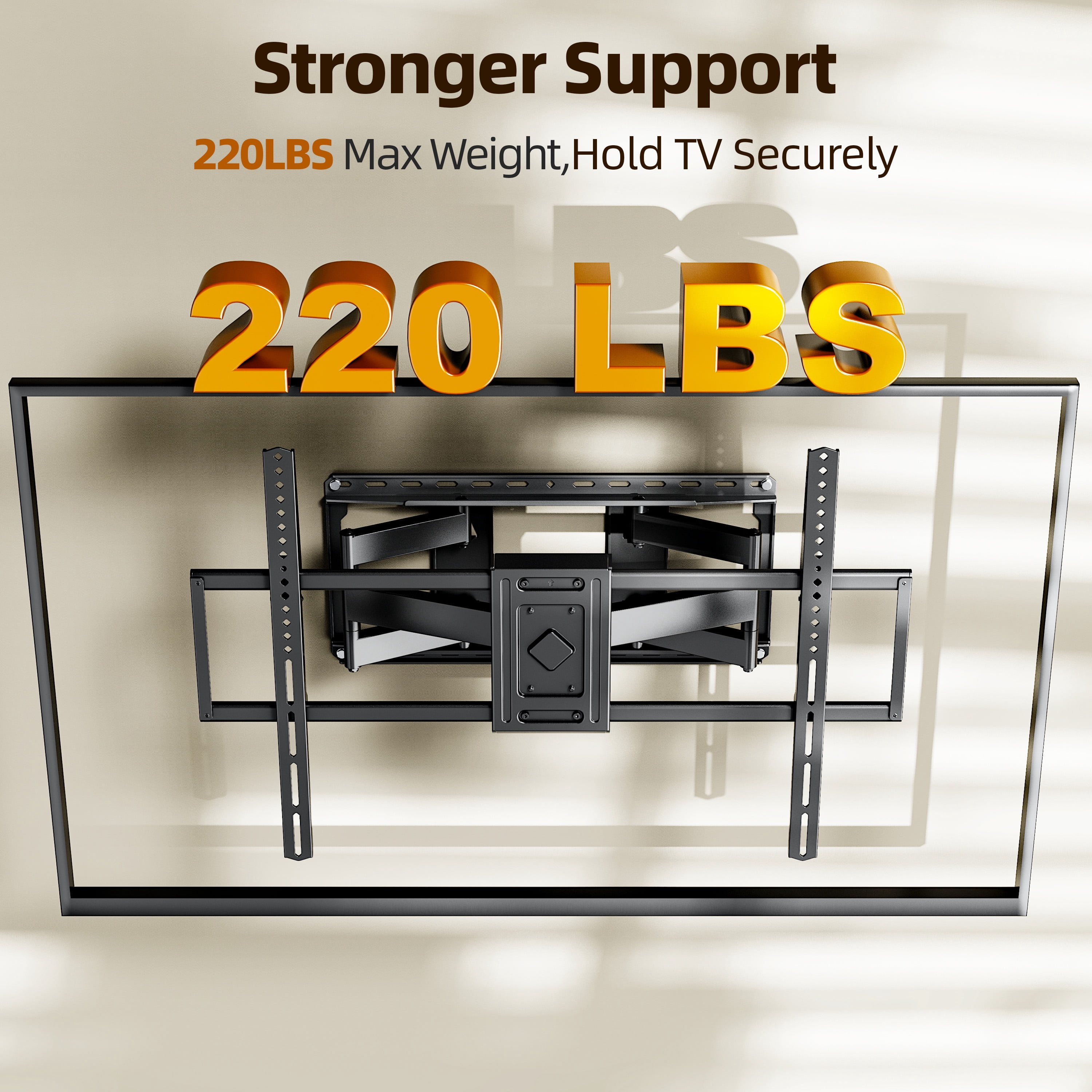 USX MOUNT Dual Arm Full Motion TV Wall Mount Bracket for 42-120 inch TVs, Holds up to 220 lbs, Tilt/Swivel Function, Max VESA 900x600, Fits 12/16/24 inch Studs