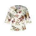 thumbnail image 4 of Birdeem Blouses pour Femmes Mode Féminine Imprimée Blouse Manches 3/4 T-Shirt Col en V Hauts Décontractés, 4 of 12