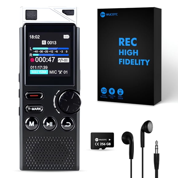 Professional 264GB WUCOTC Digital Voice Recorder - Voice Activated Recorder for Lectures Meetings - 18000 Hours Recording Device with Playback, MP3 P
