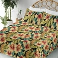 thumbnail image 3 of Ambesonne Hawaiian Fitted & Flat Sheet with Sham 3 Pcs Set, Vintage Pinkish Hibiscus, Twin XL, Amber Fawn and Teal, 3 of 5