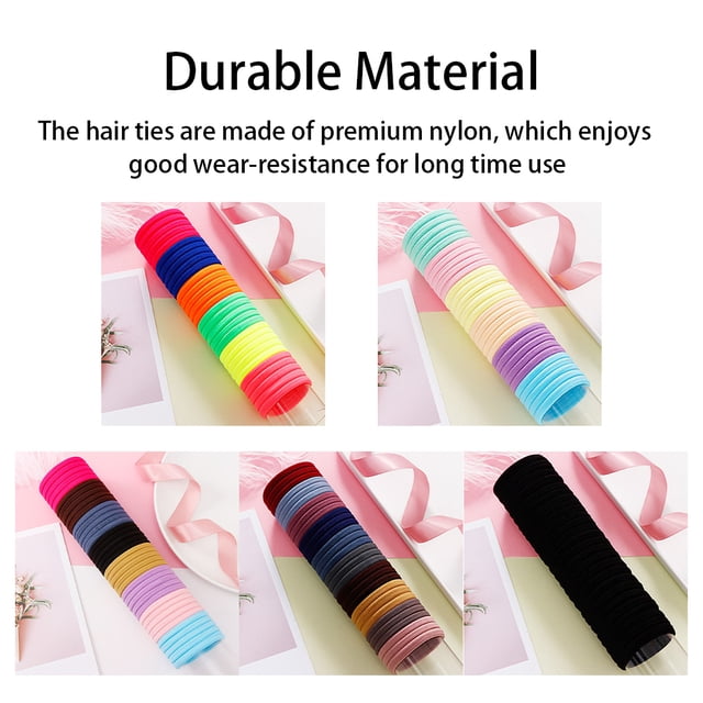 sweethay 100 piezas de bandas para el cabello adornos de alta elasticidad decorativos sin enganches soporte de cola de caballo elásticos Bobbles para Accesorio para el cabello colorido 1 sweethay AP010196-01B