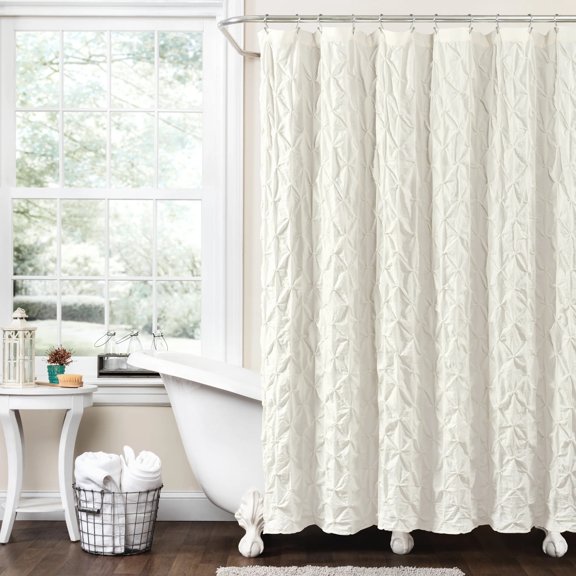 Lush Decor Ivory Ravello Pintuck Textured Shower Curtain, 72" x 72"
