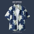 thumbnail image 3 of Juesizh Hawaiian Shirt for Men Short Sleeve Button up Shirts Fashion Casual Summer Printed Beach Shirts, XS-XL, 3 of 5
