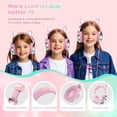 thumbnail image 6 of QearFun Kids Cat Ear Headphones with Cord for Girls with Mic, 85/94dB Safe Volume Limiter, Share Port, Foldable Sparkly Wired Headset for School, Travel, Tablet - Pink, 6 of 7