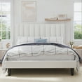 thumbnail image 3 of SHA CERLIN White Full Size Platform Bed Frame with Velvet Channel Headboard, Adult, 3 of 9