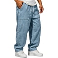 thumbnail image 1 of Ceisia Men's Corduroy Loose Straight Leg Casual Pants with Elastic Drawstring Waist & Pockets Sky Blue XXXL Gifts, 1 of 6