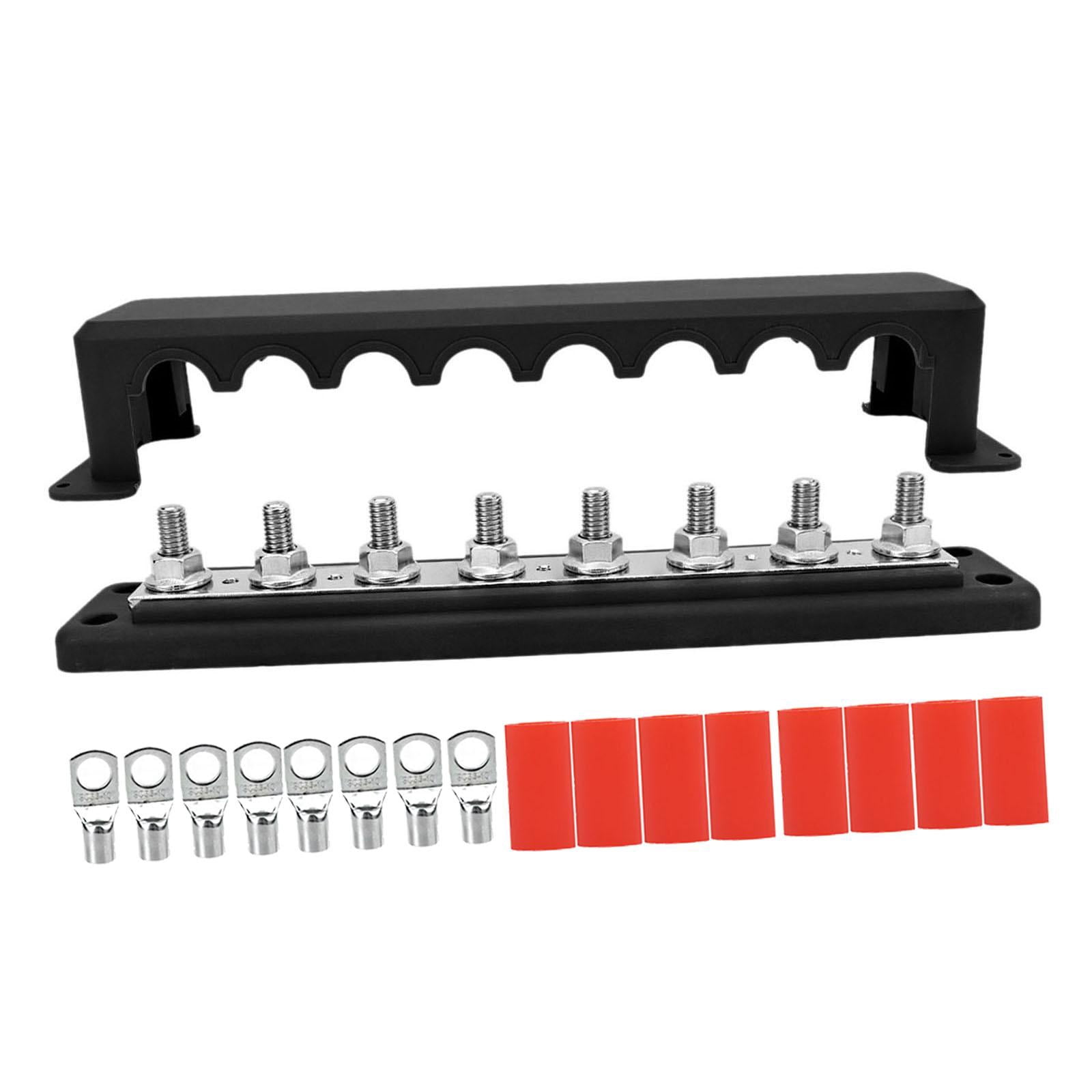funtasica Power Distribution Block Bus Bar Terminal Block Part Replacement Upgrade Design 12-48V Battery Busbar 300A for Cars Boat Black