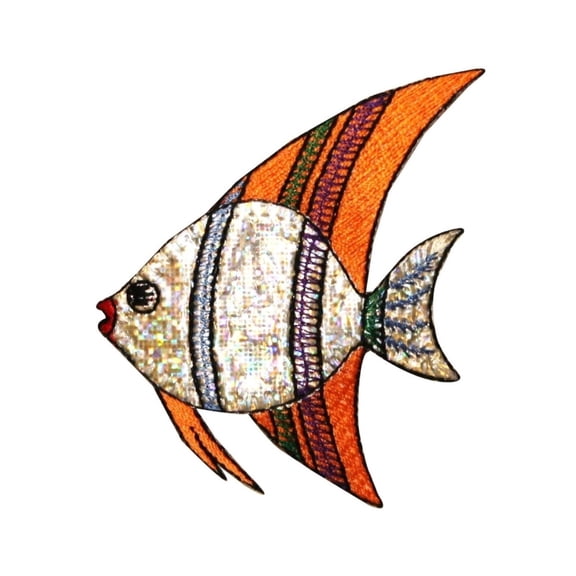 ID 0204 Tropical Angel Fish Patch Shiny Reflective DIY Fishing Iron On Applique