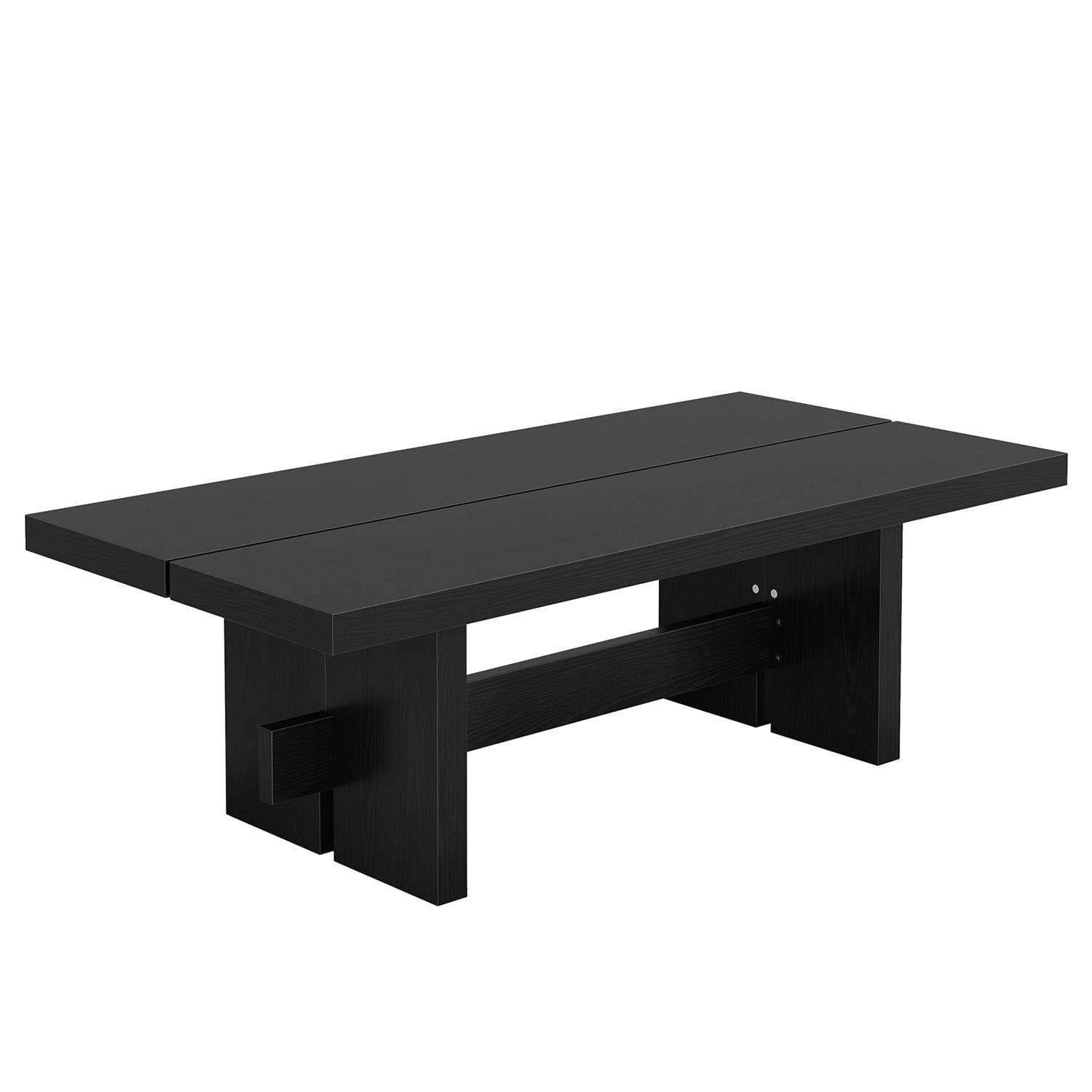 Demi Bonn 55" Modern Black Rectangular Coffee Table, Stylish Ottoman, Center Table for Living Room, Black