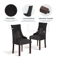 thumbnail image 5 of AFO Wing Back Dining Chairs Set of 4, Button Tufted Fabric Kitchen Chairs with Solid Rubberwood Legs, Upholstered High Back Side Chair, Black, 5 of 8