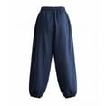 thumbnail image 6 of CheerKidz Harem Lantern Pants, High Waist Wide Leg, Drawstring Elastic Waist Pockets, Cuffed Cropped Joggers for Summer (Navy, M)., 6 of 7