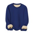 thumbnail image 2 of Wrtxtat Mens Fuzzy Sherpa Sweatshirts Winter Thick Warm Fleece Lined Long Sleeve Crewneck Pullover Tops Heavyweight Loungwear Underwear Shirts with Pockets Navy XXL, 2 of 8
