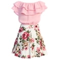 thumbnail image 3 of Little Girl 3 Pieces Girls Ruffle Top Flower Skirt Summer Clothing Dress Set Blush Pink 4 JKS 2130S BNY Corner, 3 of 4