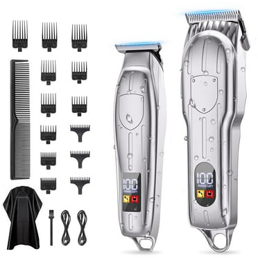 Hair Clippers for Men, Professional Cordless Beard Trimmer Set, Rechargeable Barber Hair Cutting Grooming Kit & Zero Gap T-Blade Trimmer Combo with LED Display, 13 Premium Guards for Men Family Gift