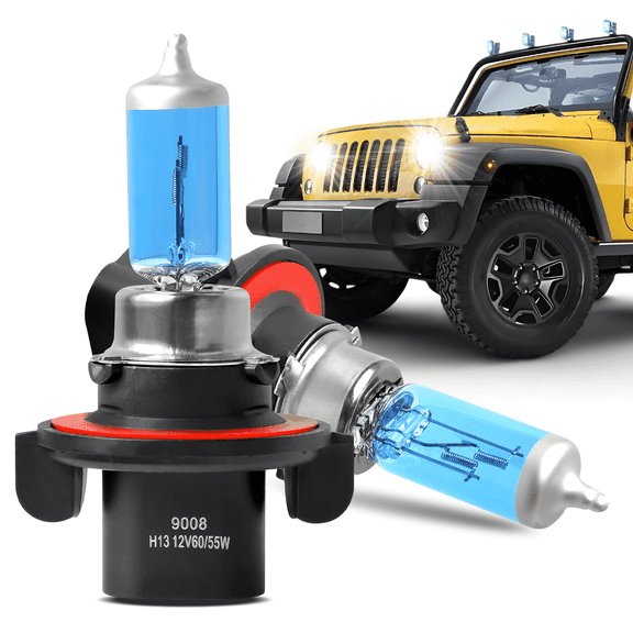 Compatible with Jeep Wrangler 2007-2019 2020 Halogen Headlight Bulbs Kit H13 9008 High&Low Beam