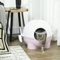 thumbnail image 6 of PawHut Hooded Cat Litter Box W/ Scoop, Leaking Sand Pedal, Light Pink, 6 of 9