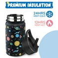 thumbnail image 4 of Softlife Insulated Kids Water Bottle With Hand Bag,Double Wall Vacuum Stainless Steel Girls School Leakproof Thermos Water Bottle,Portable Kids Cup For Travel Sports Camping,14Oz,Planet Pattern, 4 of 7