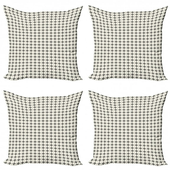 Ambesonne Geometric Throw Pillow Cover 4 Pack, Geometric Stars Design, 18", Charcoal Grey and Ivory