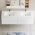 thumbnail image 3 of Modern 72" Wall-Mounted Bathroom Vanity in Glossy White with Double Resin Top Basins, 3 of 7