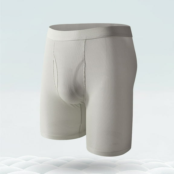 Cotton Underwear for Men Long Leg Boxer Briefs Mens Classic Solid Color Breathable Stretchy Mid Waisted Comfort Homewear Athletic Workout Boxers