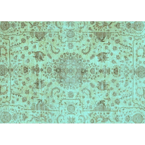 Ahgly Company Indoor Rectangle Oriental Light Blue Traditional Area Rugs, 7' x 10'