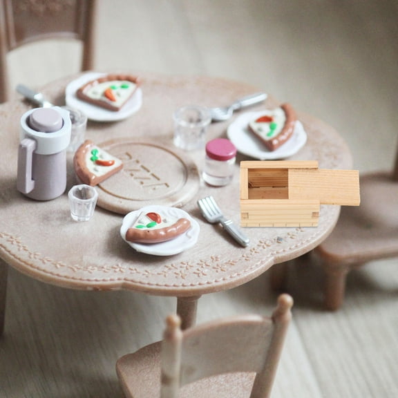 Raindrops Dollhouse Tissue Box Wooden Light Yellow 1Pcs 1.1X0.8X0.7In