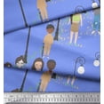 thumbnail image 3 of Soimoi Blue Velvet Fabric Street Lamp Human Figure Print Fabric by Yard 58 Inch Wide, 3 of 5