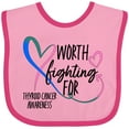 thumbnail image 3 of Inktastic Thyroid Cancer Awareness Pink, Blue, Teal Heart Ribbon Boys or Girls Baby Bib, 3 of 4