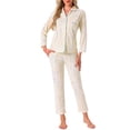 thumbnail image 1 of INSPIRAR CHIC Conjunto de Pijamas de Algodón para Mujeres, Camisa de Manga Larga con Botones y Pantalones, Talla M, Albaricoque, 1 of 6