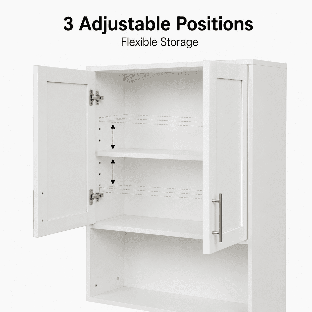 Aukfa Bathroom Wall Cabinet with Tissue Dispenser Slot, 2-Door Over the Toilet Storage Cupboard, White