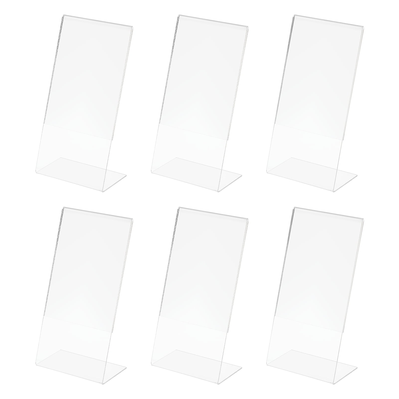 Slant Back Acrylic Sign Holder, 7.9 x 3.9 Inch Clear Sign Display