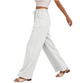 thumbnail image 5 of Guluxicc Summer Casual Wide Leg Trousers for Womens Loose Fit Pants with Buttoned Pockets Elastic Waist Pants for Travel, 5 of 8