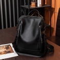 thumbnail image 4 of Backpacks for Women Soft Leather Backpack Large Capacity Fashion Casual Travel Daypack Black One Size, 4 of 8