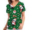 thumbnail image 2 of Luxalzxs Women's Christmas Scrub_Tops, V-Neck Short Sleeve Nurse Working Uniforms Xmas Printed Holiday Shirts with Pockets, 2 of 5