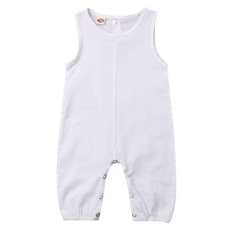

Pudcoco 0-24M Baby Boy Girl Sleeveless Plain Romper Elegant Cotton Jumpsuits