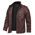 thumbnail image 6 of Dolkfu Red Outwear Jackets for Men Faux Leather Distressed Bike Jacket Stand Collar Motocycle Streetwear Men Coats L, 6 of 8