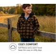 thumbnail image 5 of TrailCrest by Treel Kids Hooded Fleece Jacket – Warm Zip Up Plaid Coat with Pockets, Checkered Winter Outerwear, Brown & Black Plaid, 7/8, 5 of 8